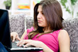 teenage girl chatting on internet