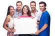 Foto: Group of people holding a blank billboard Group of people holding a blank billboard