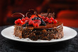 Luscious chocolate cake with berries