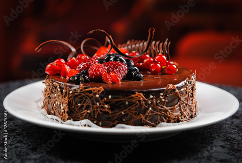 Photo: Luscious chocolate cake with berries Luscious chocolate cake with berries