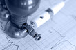 Monochrome photos of electrocardiogram