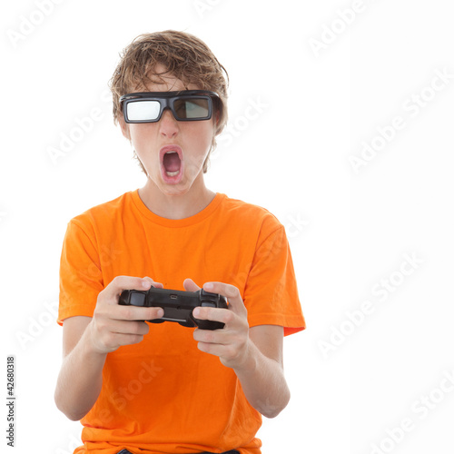 Photo: child playing 3d video game child playing 3d video game