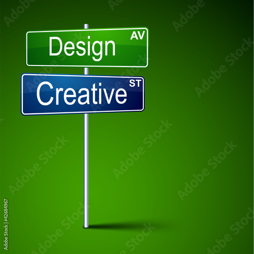 Vettoriale: Design creative direction road sign. Design creative direction road sign.