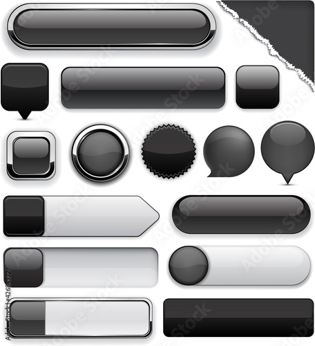 Vector: Black high-detailed modern buttons. Black high-detailed modern buttons.