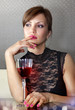 Photo: woman with glass of wine ll woman with glass of wine ll