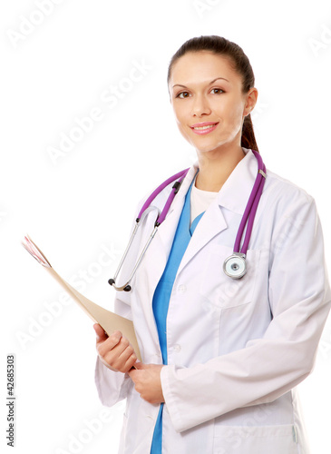 Photo: A female doctor with a folder A female doctor with a folder