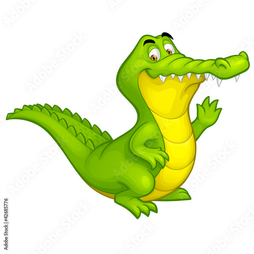 Vector: Vector cartoon happy fun crocodile character Vector cartoon happy fun crocodile character