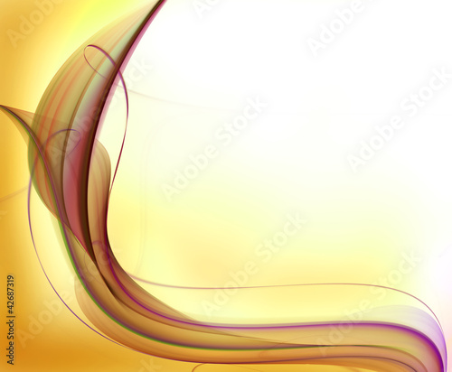 Illustration: Pink fractal wave on gold background Pink fractal wave on gold background