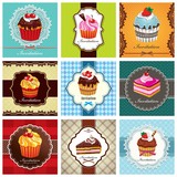 Vintage frame with cupcake set