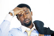 Tired businessman holding head