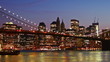 Manhattan skyline and Brooklyn bridge at sunset, time lapse