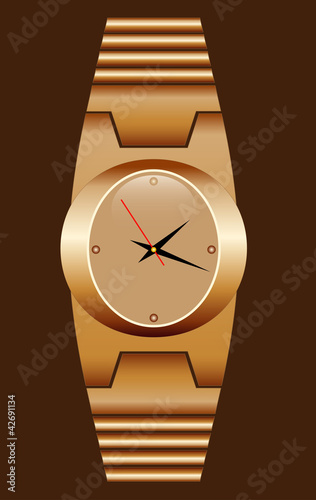 Vector: Watch gold realistic. Watch gold realistic.