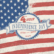 Independence day retro styled label on stars and stripes backgro