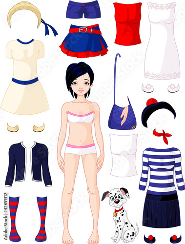 Vector: Paper doll with clothing Paper doll with clothing