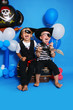 Two pirate on a blue background
