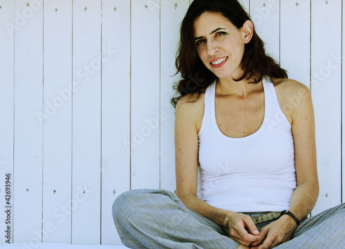 Photo: portrait of a beautiful 35 year old woman. Photo in old color i portrait of a beautiful 35 year old woman. Photo in old color i