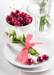 decoration with fresh flowers and sweet cherry