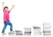 Happy boy climbing in his education