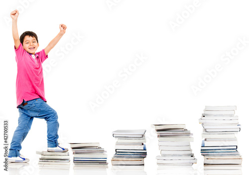 Photo: Happy boy climbing in his education Happy boy climbing in his education