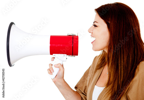 Photo: Woman with a megaphone Woman with a megaphone