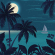Tropical ocean landscape with palm trees