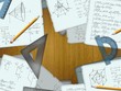 school math calculations on a wooden desk illustration
