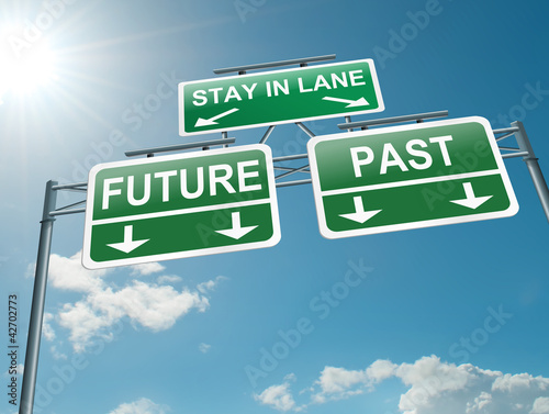 Photo: Past or future concept. Past or future concept.