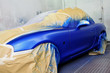 Newly painted blue car.