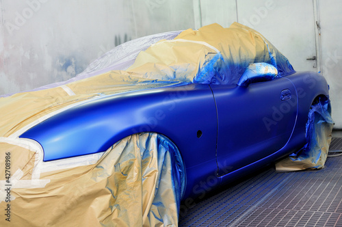 Photo: Newly painted blue car. Newly painted blue car.