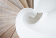 High angle view of curving staircase