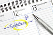 Terminkalender mit Eintrag für Fortbildung