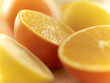 Close up of cut lemons and oranges