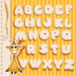 Baby alphabet with lace and ribbons, yellow version