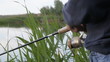 Video: A man catches a fish. Fishing A man catches a fish. Fishing
