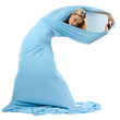 The girl in a long blue dress.