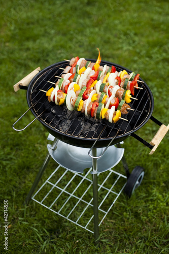 Photo: Skewers, Grill background Skewers, Grill background