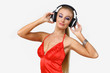 Photo: Portrait of young woman with headphones Portrait of young woman with headphones