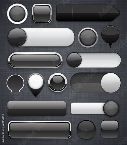 Vector: Black high-detailed modern buttons. Black high-detailed modern buttons.