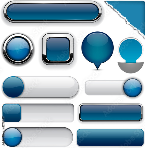 Vector: Dark-blue high-detailed modern buttons. Dark-blue high-detailed modern buttons.