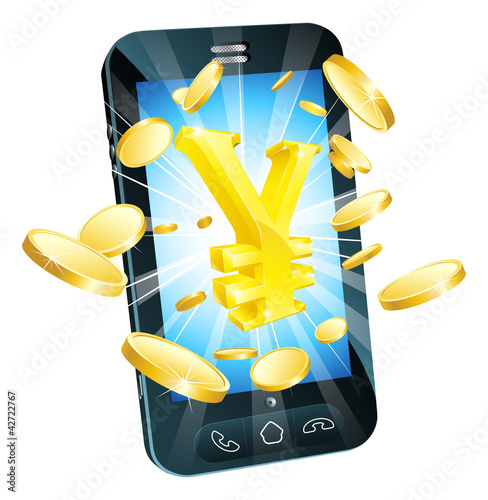 Vektor: Yen money phone concept Yen money phone concept
