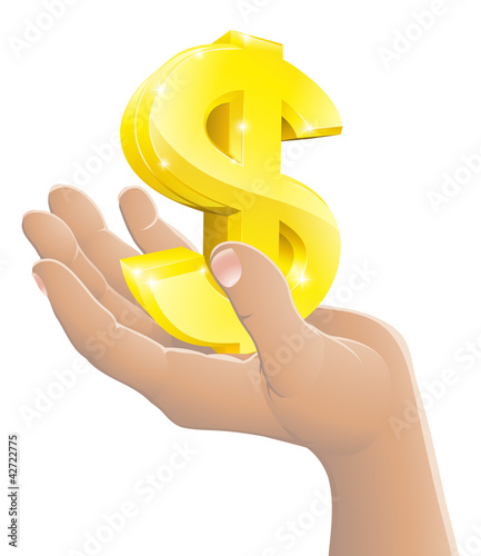 Vektor: Dollar in the hand concept Dollar in the hand concept