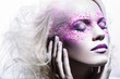 Photo: beautiful fashion woman portrait with color face art beautiful fashion woman portrait with color face art