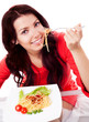 woman eating spaghetti