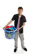 Photo: Teenager with laundry Teenager with laundry