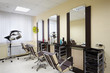 Barbershop room with three working places in the beauty salon