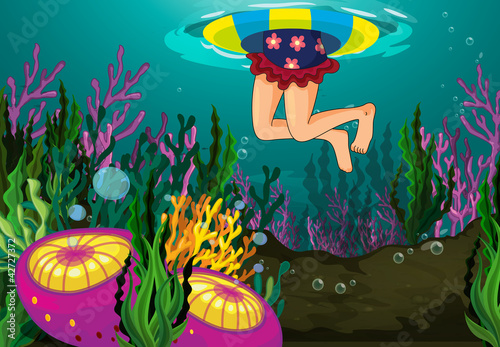 Vector: a girl swimming a girl swimming