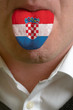 man tongue painted in croatia flag symbolizing to knowledge to s