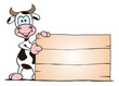 Illustration: Cow standing beside Board Cow standing beside Board