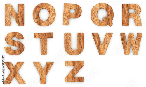 Illustration: 3d Font Wood N -Z 3d Font Wood N -Z