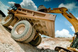 bulldozer excavator in quarry